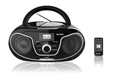 Roxel RCD-S70BT Portable Boombox CD Player with Remote Control, FM Radio, USB MP3 Playback, 3.5mm AUX Input, Headphone Jack, LED Display Wireless Music Streaming(Black)