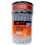 Gallagher Electric Fence Turbo Braid |Bonus Pack -1312 Ft Plus Free 328 Foot Roll |9 Mixed Metal Braided Strands for Reliable High Conductivity and Rust Resistance |7/64" Highly Visible Striped Braid