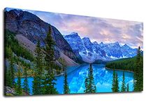 Mountain Forest Canvas Wall Art for Living Room Wall Decor Banff National Park Canvas Pictures Blue Sky Nature Landscape Canvas Print Artwork Office Home Wall Decoration Ready to Hang 60 x 120 CM