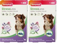 Beaphar – StressLess Herbal Calming Collar for Dogs – Reduces Stress & Anxiety at Home and On-the-Go – With Valerian & Lavender – 6 Weeks Long-Lasting Support – 1x Adjustable Collar (65cm) (Pack of 2)
