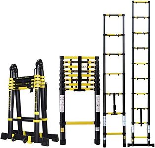 HORUSDY 3.5M Aluminium Telescopic Ladder, Multi-Purpose Step Ladder Heavy Duty Extendable Non Slip for Loft Roof Home Office (3.5M Telescopic Ladder)