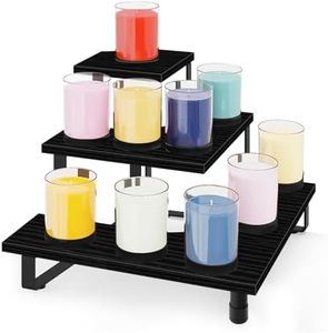ELITEROO 3 Tier Wooden Retail Display Shelves, Portable Display Rack for Retail Counter Top Craft Shows Tradeshows, 3 Step Corner Tiered Table Display Tower Stand for Cupcake Jewelry Display, Black