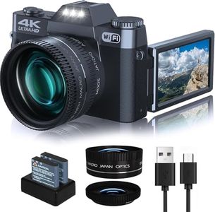 VJIANGER 4K Vlogging Camera for YouTube 56MP Digital Camera for Photography and Video with 180°Flip Screen, 16X Digital Zoom, 52mm Wide Angle & Macro Lens, 32GB Micro SD Card, 2 Batteries(Black)