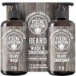 Viking Revolution - Beard Shampoo And Conditioner - Natural Beard Wash & Beard Conditioner With Argan & Jojoba Oils - Softens & Strengthens - Gifts For Men - Peppermint & Eucalyptus - 2 x 500 ml