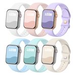 Sport Bands Compatible with Apple Watch Band 38mm 40mm 41mm 42mm 44mm 45mm 46mm 49mm, Soft Silicone Sport Strap Wristbands for iWatch Ultra 2, Ultra, Series 10 9 8 7 6 5 4 3 2 1 SE Women Men, 6 Pack