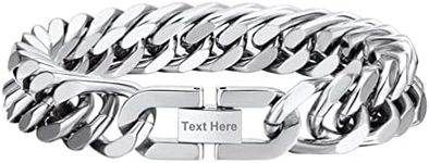 PROSTEEL Mens Personalised Bracelet Stainless Steel 12mm 23CM Men Chunky Wrist Chain Gift for Dad