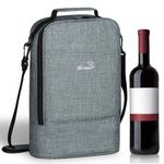 Kato Tirrinia Wine Cooler Bag Insulated Bottle Bag Wine Carrier, Bottles Cooler Bag Wine Gift Bag Portable with Strap Leakproof Padded for Picnic Party Camping, 2 Bottle, Grey