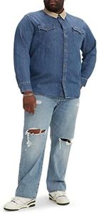 Levi's Men's 501 Original Fit Big & Tall Jeans, Light Indigo Destructed, 50W x 32L