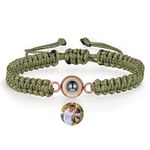 Bracelet with Picture inside, Custom Picture Bracelet Personalized Photo Projection Bracelet, Adjustable Bracelet Customized Picture Memorial Gifts for Women Men Friend Christmas (1-Green)