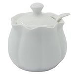 Kitchenexus White Sugar Bowl with L
