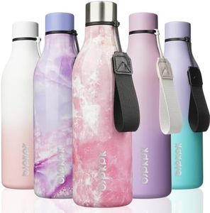 BJPKPK Insulated Water Bottles, 25 oz Stainless Steel Metal Water Bottle with Strap, BPA Free Leak Proof Thermos, Mugs, Flasks, Reusable Water Bottle for Sports & Travel, Blossom