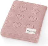 Bleu La La Swaddling Blanket for Girls - 100% Luxury Cotton Knit Heart Baby Blanket - Soft Warm Cozy Swaddle Receiving Stroller Crib Receiving Blanket for Newborns Infants & Toddlers (Pink, 0-2 Years)