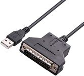 5FT USB to RS232 DB25 Serial Adapter Cable for Barcoder Printer Scanner, CP2102 Chip Inside