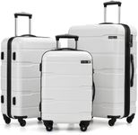 Coolife Luggage Expandable 3 Piece Sets PC+ABS Spinner Suitcase 20 inch 24 inch 28 inch (white, 3 piece set)
