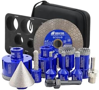 SHDIATOOL Diamond Drill Bits Kit - Core Bits Hole Saw Sets,Mould Guide for Drilling Porcelain Tile Marble Ceramic Granite with Hollow EVA Guide Jig 12pcs(6/8/10/25/35/50/65/10MM/2in/HEX+SDS+4.5in)
