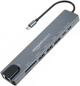 Amazon Basics USB hub 3.0 for Type-c Port,8 in 1 Adapter for pc Accessories with USB-C 4K HDMI SD/TF Ethernet Adaptor HUB for Tablet PC Phone,Compatible with Laptop iPad iPhone MacBook Pro M1 M2