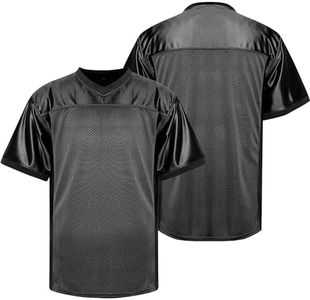 MESOSPERO Men Hip Hop Shirts Short Sleeve Sports Uniforms Sports Blank Football Jersey S-XXXL (3X-Large, Black)
