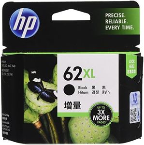 HP 62XL Genuine Hewlett Packard Ink Cartridge, Black, Extra Volume, C2P05AA