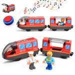 Giant bean Battery Operated Locomotive Magnetic Train Set for Wooden Train Track, Powerful Engine Compatible, Christmas Birthday Gift Toys for Kids Toddlers Boys & Girls