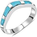 Shop LC Santa Fe Style Turquoise Ring for Women 925 Sterling Silver Band Boho Western Jewelry Gifts for Women Promise Rings Birthday Gifts, 5, Metal