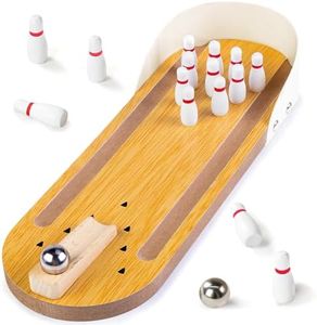 3 otters Mini Bowling Set, Wooden Tabletop Bowling Game Desk Toys Desktop Bowling Home Bowling Alleys, Desk Gifts for Coworkers, Fun Gag Gifts