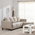 Home Centre | Berry | 4-Seater | Fabric|Solid Wood | Right Corner Sofa | with Chaise | Beige | 1 Year Warranty