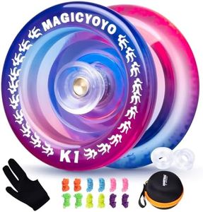 YOSTAR JoJo K1 Trick Yoyo avec ralenti, Yoyo professionnel Responsive pour enfants, retour automatique Yoyo facile à jouer JoJo enfants, avec 12 cordons yoyo + gant Jo Jo + housse JoJo (bleu rose)