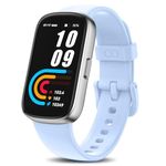 Fitness Tracker Watch with 24/7 Heart Rate Sleep Blood Oxygen Monitor, IP68 Waterproof Smart Watch, Step Calorie Counter Pedometer Health Activity Trackers and SmartWatches for Women Men Light Blue