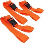 LINE2design Backboard Spine Board Straps - 5' Disposable Securing Straps with Loop Ends - Emergency Medical Board Adjustable Strap with Plastic Quick Safety Straps Release Buckle - Orange - Pack of 3