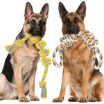 ETACCU Strong Dog Rope Toys for Large & Medium Dogs, 2 PCS Indestructible Rope Dog Toys for Aggressive Chewers, 100% Cotton Rope Dog Toys for Tug of War & Teeth Cleaning