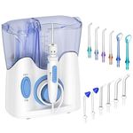 H2ofloss® Dental Water Flosser for Teeth Cleaning with 12 Multifunctional Tips&800ml Capacity, Professional Countertop Oral Irrigator Quiet Design(HF-9)