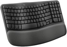 Logitech Wave Keys Wireless Ergonomic Keyboard with Cushioned Palm Rest, Comfortable Natural Typing, Easy-Switch, Bluetooth, Logi Bolt Receiver, for Multi-OS, Windows/Mac - Graphite