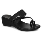 LUVFEET Women Faux Leather Fashion Sandals Wedge Heel Slip -on Sandal