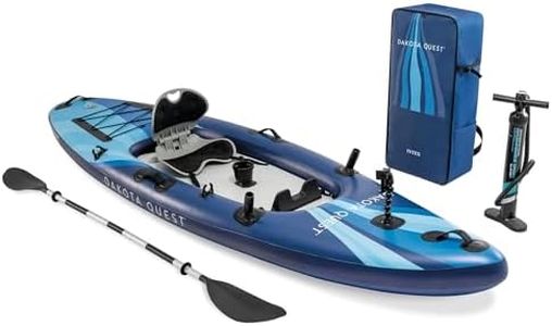 INTEX 68245EP 10.5ft Dakota Quest Sit-On-Top Inflatable Kayak, Kayak Folds into Backpack, 352lbs Capacity, Hand Air Pump, Paddle, Phone/Action Camera Holder Included