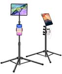 Sxuan Tablet Tripod Stand, Height Adjustable Tablet Floor Stand with 2 Holders for iPad Pro 12.9/11/10.5/9.7, iPad Air, Tab, Surface Pro and All 9.7-15in Tablets