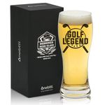 Best Unique Golf Gifts for Men, Golf Legend" Beer Print Glass 15oz (443ml), for Golf Lovers, Golf Gag Gifts for Dad, Boss, Friends, Coworker, Perfect for Father's Day, Birthday, Retirement