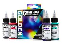 High Flow Acrylics by GOLDEN, High Flow Airbrush Set, 6 Colors, Professional Acrylic Paint