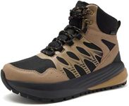 OrthoComfoot Men's Orthopedic Wide Waterproof Hiking Boots: Diabetic Friendly Arch Support Heel Pain Relief Boots, Non Slip Comfortable Outdoor Working Trekking Shose Khaki Size 9.5