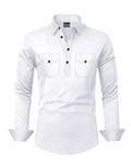 NOVA ART Men's Regular Fit Cotton Casual Double Pocket Shirt | Plain Shirt for Men | Full Sleeve Shirt for Men (in, Alpha, 2XL, White)