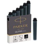 Parker Mini Fountain Pen Ink Refill Cartridges | Black QUINK Ink | 6 Count