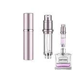 Perfume Travel Spray Bottle Atomizer - 5ML ANTOKX Atomizer Perfume Bottle, Scent Pump Case, Luxury Leakproof Refillable Perfume Spray Bottle for Women and Men (Pink)