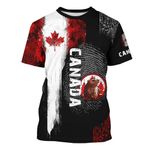 Canadian Maple Leaf Shirt for Men Canada Day Flag T-Shirt 3D Printing Cool Short Sleeve Shirt Unisex, Black, XX-Large