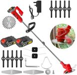 Conentool Cordless Lawn Strimmer with Three Different Blades, 24V Garden Trimmer with 2 * 2000mAh Lithium Batteries and Fast Charger, Retractable 304 Stainless Steel Pole