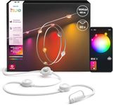 Philips Hue Festavia Permanent Outdoor String Lights, 150 ft, 80 Lights, 55 Lumens Per Light, Dimmable, Weatherproof, Water-Resistant, Easy to Install, White and Color Ambience, White Wire