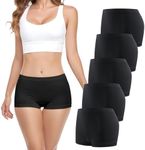 SAYCELI Womens Boy Shorts Underwear - No Show Seamless Boyshort Panties Stretch Boxer Briefs for Ladies Pack (Black 5Pack S)