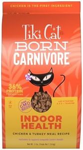 Tiki Cat Born Carnivore High Protein, Indoor Health, Chicken and Turkey Meal Recipe, Grain-Free Baked Kibble to Maximize Nutrients, Dry Cat Food, 3 lb. Bag