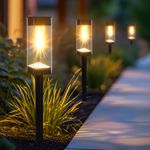 ILANCK Solar Pathway Lights 8 Pack, Solar Lights Outdoor Waterproof IP65, Bright LED Solar Lights Outdoor Landscape Lighting for Yard, Path, Lawn, Driveway…