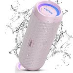 RIENOK Bluetooth Speaker Portable 30W Bass Button IPX7 Waterprooof True Wireless Stereo HD Sound Speakers Bluetooth Wireless Bluetooth 5.3(Pink)