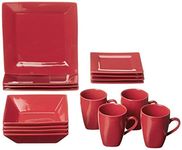 10 Strawberry Street Square 16 Piece Dinnerware Set, Red