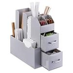 Navaris Coffee Station Organizer in Grey - Tea and Coffee Organizers with Storage Compartments - Beverage Accessories Ideal for Coffee Bar, Cart, Countertop, Kitchen, and Office